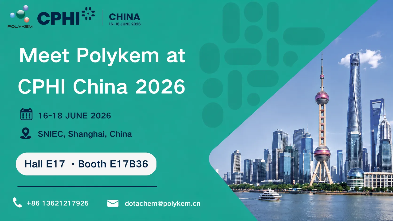 CPHI र PMEC चीन 2026 मा प्रदर्शन गर्न Polykem